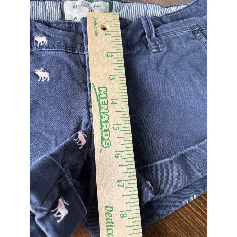 Abercrombie & Fitch Navy Blue Moose Chino Micro Shorts Womens 00‎ Stretch Y2K - Picture 7 of 14